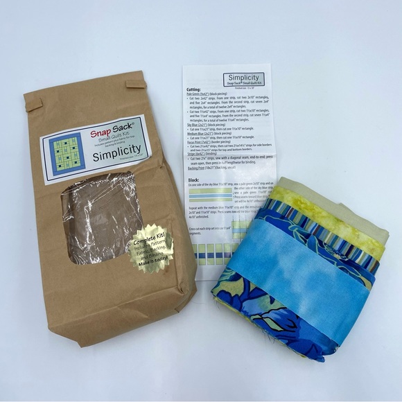 Simplicity Snap Sack Small Quilt Kit Blue & Green 15" x 18" SS10909 Sewing Craft - Picture 4 of 6